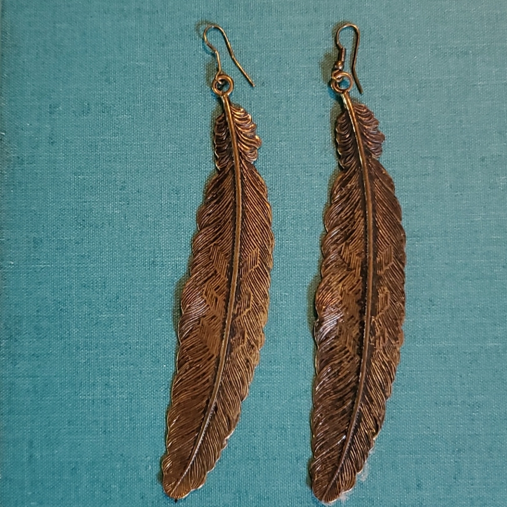 Bronze Feather Earrings